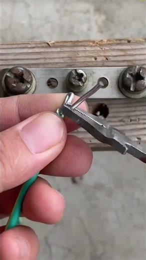 Proper skill pressing cable to bolt ensures strong and lasting connection #CableWork #DIYSkill