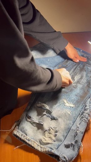 ‏Handmade Ripped shorts#rippedjeans #handmade #shorts #foryoupage
