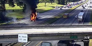 Box truck fire blocks I-75 near High Springs