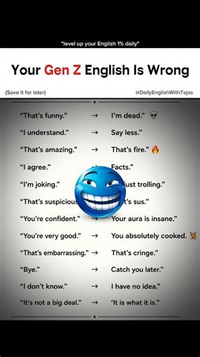 Gen Z English Decoded #genz #slang #spokenenglish #GenZEnglish #english #learn #shorts #viral