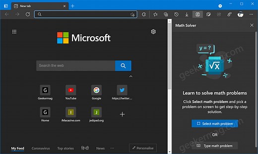 Microsoft Edge let you solve Math Problems with Math Solver