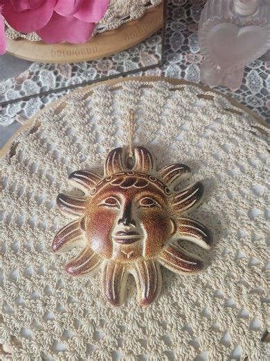 Vintage Ceramic Sun Wall Hanging – Boho Rustic Sun Face Decor – 1970s Style Wall Art – Hand Painted Pottery Sun - Etsy