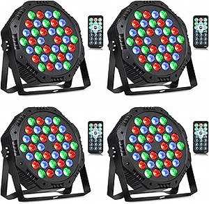 Rechargeable LED Par Can Lights, RGB Battery Powered Stage Light Uplights, Party Lights with Sound Activated Remote & DMX Control for Festival Event Wedding Bar Church（4 Pack