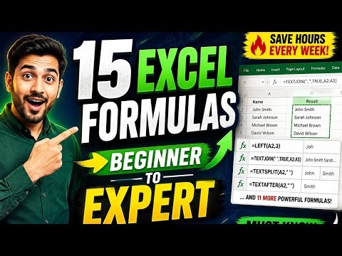 15 Excel Formulas That Will Save You Hours Every Week (Beginner to Expert) | Excel Short Course