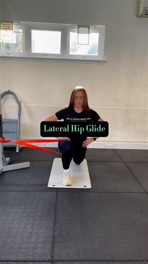 Jon W Sports Injury on Instagram: "Lateral Hip Glides✔️ This is a self-mobilisation technique using a resistance band to create a small distraction between the femur (thigh bone) and the ball and socket joint. It works to relieve pain & stiffness and improve range of motion. There should be NO pain during this movement❗️ •Aim for 30seconds each side x3. •Adaptations include a standing lunge. Ask any questions below🙋🏼‍♀️ #hiphealth #rangeofmotion #hippainrelief #lateralhipglide #jonwsportsinjur
