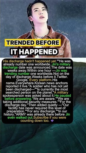 What Happened When Jin's Discharge Trended Before It Happened #kpop #bts #btsarmy #btsshorts
