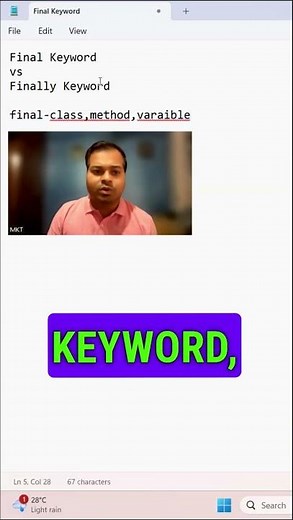 Final Keyword vs Finally Keyword in Java #Interview #interviewpreparation #shorts #java