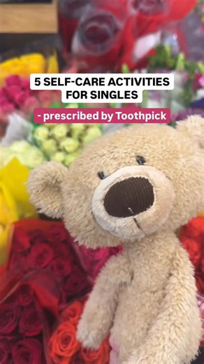 GUND on Instagram: "Boyfriends are out, Toothpick is in! Being single on Valentine’s Day is a vibe when you have Toothpick’s self-care checklist... here are 5 solo date ideas to try this week ❤️🛍️ Oh, and drop your movie recs for Toothpick! 👇🍿 #SelfCareActivities #SingleLife #SoloDateIdeas #ToothpickTheBear #GalentinesDay"