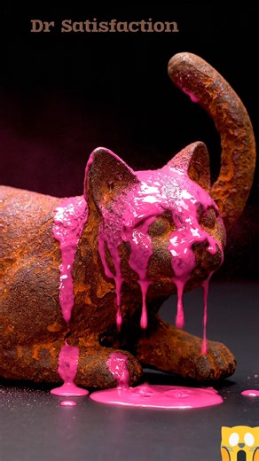 Rusted Iron Cat Fully Restored to Shiny Steel — Worth $1000 After Cleaning! #cleaning