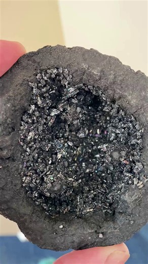 One of our very lucky students has just returned from a visit to Naples and brought back this beauty. He taught us that this is a Geode of Vesuianite, formed when the explosion of the volcano shoots up crystals, which are then covered in lava, creating these unique patterns and textures. Magic. | Pathways Learning