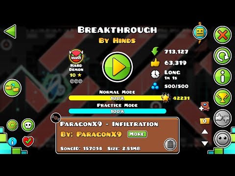 {Geometry Dash} - "Breakthrough" (hard demon) by Hinds