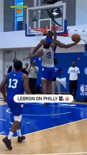 LeBron James MONSTER DUNK at Philadelphia Sixers Practice!