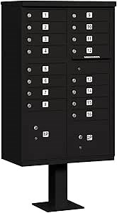Salsbury Industries 3316BLK-U 16 A Size Doors, Type III Cluster Box Unit, Black, for use with The USPS Lock