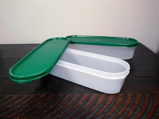 Pair of Tupperware Modular Mates Super Oval 1 Container With Green Lid, Vintage Tupperware Storage - Etsy