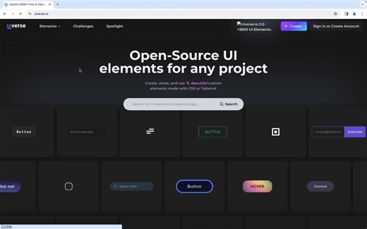 一个开源免费，可自定义的各种UI 元素库网站，拥有3000  免费 UI 元素，使用 CSS 或 Tailwind 制作。