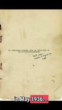 One Page Changed Everything in 1936