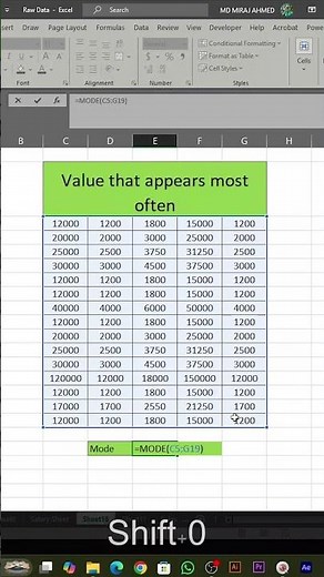 Find the most frequent value instantly with the MODE function in Excel 📊✨ #excel #learnexcel
