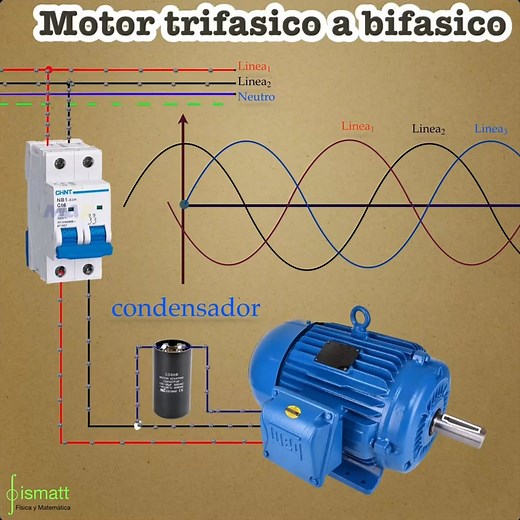 245K views · 6.2K reactions | Cómo arrancar un motor trifásico con una red monofásica utilizando un condensador y cómo calcular el valor del condensador adecuado | Fismatt | Facebook