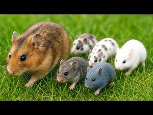 Cute Hamster Family on Grassy Prairie - Hamster Sounds - Hamster Videos
