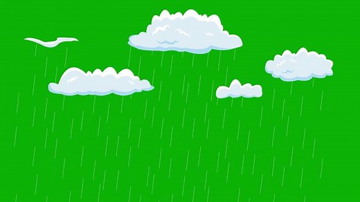 Download Set of rainy cartoon clouds, drops of rain on green screen background motion graphic animated 4k for free