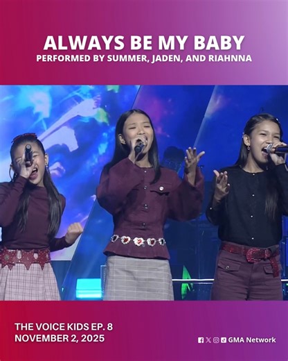 38K views · 308 reactions | #TheVoiceKidsGMA #Highlights: Love and kilig vibes all around! Watch this #ProjectZ trio’s emotional take on 'Always Be My Baby'. #TVKBattleRound | For more #TheVoiceKids performances, visit: gmanetwork.com/thevoicekids. | GMA Network | Facebook