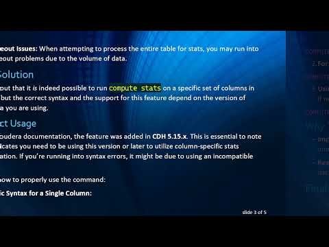How to Run Compute Stats on a Subset of Columns from a Hive Table Using Impala