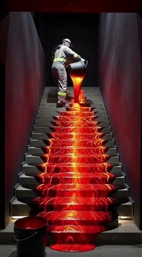 Luxury Lava Epoxy Stairs With Hidden LED Glow 🔥 #EpoxyTransformation