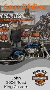 🔥🏍️ Congratulations, John! 🏍️🔥 Huge congrats on your 2006 Road King Custom—a timeless ride that blends classic Harley-Davidson styling with smooth, confident performance on the open road. Welcome to the next level of the open road— where we don’t just sell bikes, we deliver a lifestyle. #RoadKingCustom #HarleyDavidson #NewBikeDay #HarleyLifestyle #RideOn | Killer Creek Harley-Davidson