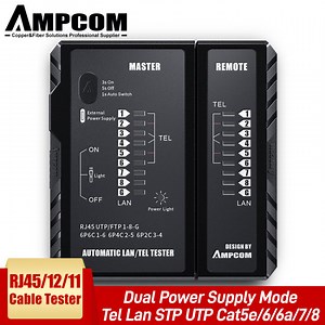 AMPCOM Network Cable Tester RJ45 RJ11 Network LAN Ethernet RJ45 Cable Tester Tool LAN Networking Tool Network Repair Black/Red | Lazada.co.th