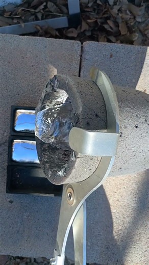 melting and casting aluminum cans! #scienceexperiment #forging #recycling