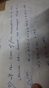 If the sum of five consecutive numbers is 190, then the lowest ... | Filo