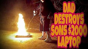 DAD DESTROYS SON'S $2,000 LAPTOP!!! (Prank)