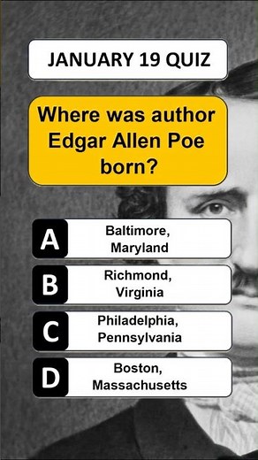 Today in History Pop Quiz: Edgar Allen Poe #quiz #trivia #history