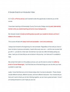 A Sample Script for an Introduction Video
