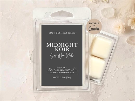 Wax Melt Label Template, Editable Canva Snap Bar Design, DIY Printable Wax Tart & Clamshell Label - Etsy