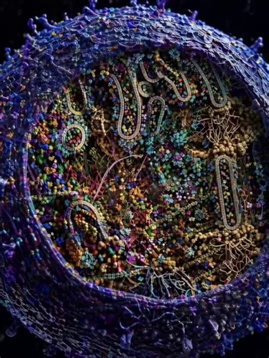 I know I sound like a broken record, but I'm so tired of this bullshit. The cell is nothing like this. The dimensions are all wrong -- a typical protein molecule is 3-5 nm, so ~5000 times smaller linearly than a typical 20 um eukaryotic cell, and one part in 100 billionth the volume. There's far too much empty space, the cytosol is packed with molecules. The collective wavelike motion is pure fantasy -- stochasticity dominates at the molecular level. I suspect scientists put together these anima