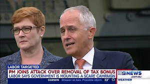 The Prime Minister has joined the aggressive Government attack on Labor's plan to remove a tax bonus on shares for retirees and self-managed super funds. #9News | http://9News.com.au | 9 News