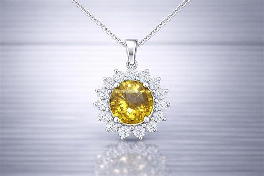 Natural Color Changeing Garnet Brownish Yellow to Red & Diamond 1.93 Ct. Pendant for Necklace | Halo Style Handcrafted Gold or Platinum - Etsy