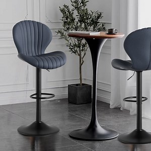 Hawsaiy Bar Stools Set of 2, Modern Swivel Bar Chairs with Mid Back and Adjustable Seat Height,Dark Gray