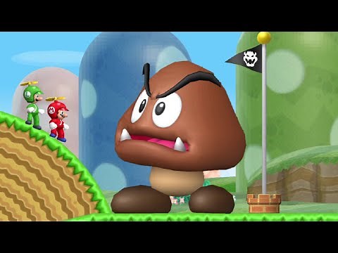 New Super Mario Bros. Wii Co-op Walkthrough - World 1 (All Star Coins)