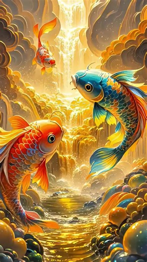 Golden Koi Fish Feng Shui Wallpaper