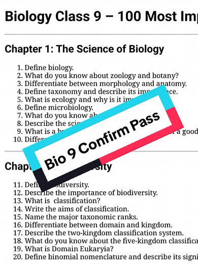 Class 9 Biology Important Short Questions & Answers | Exam 2026