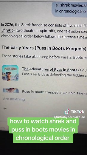 how to watch shrek and puss in boots movies in chronological order #shrek #pussinboots #fyp #foryoupage #viral