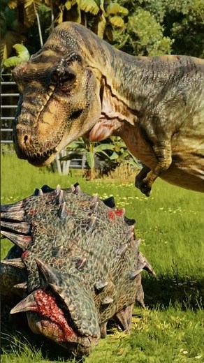 🔥2 TYRANNOSAURUS Face 2 ANKYLOSAURUS in a Brutal Dinosaur Battle #jurassicworldevolution3 #dinosaur