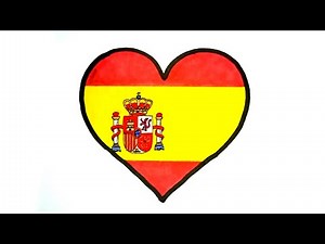 How to Draw Spain Love Flag | Country Flag | Heart Flag | Love Flag