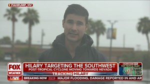 6.4K views · 97 reactions | HILARY TARGETS SOUTHWEST: Nevada is preparing for flash flooding as the post-tropical cyclone moves into the area. FOX Weather Correspondent Max Gorden is in Pahrump with the latest. Stream FOX Weather for more: bit.ly/3DLt87k | FOX Weather | Facebook