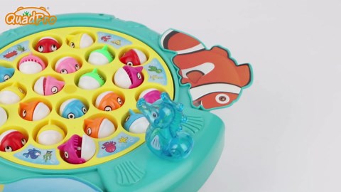 Magnetic Fishing Games Set - Fun and Educational Fishing Toys for Toddlers and Kids, Includes 21 Fish, 4 Poles, Rotating Board, and On-Off Music, Perfect Fish Toy for Go Fish Fun