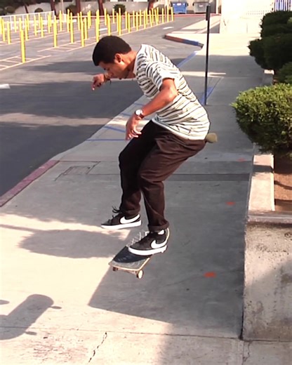 This trick was maddd difficult, Went back TWICE to get this clip at this out ledge in Santa Ana 🛹 💪🏾 - Noseslide big spin to Manuel off the curb