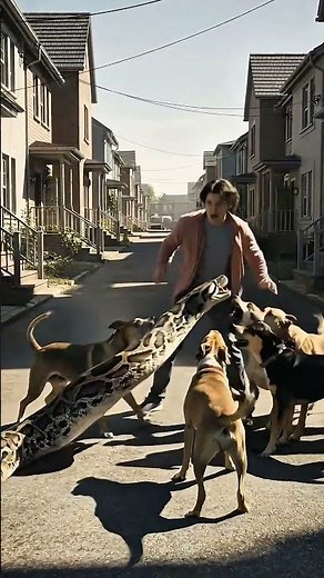 Realistic Python Attack in Neighborhood — Dogs Heroically Protect Man | Wildlife Rescue Moment