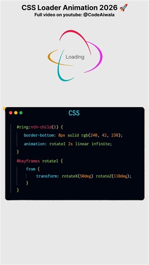 #video #uiux Amazing 3D CSS Loading Animation 🤯 | HTML & CSS #programming #webdevelopment #webdesign
